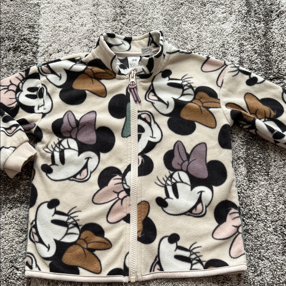 Disney Kids Minnie Mouse Fleece Jacket - Cream and Black